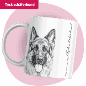 Tysk schäferhund mugg - Vad vore livet utan... (långhårig) | Grå design