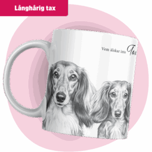 Tax mugg - Vem älskar inte... (långhårig) | Grå design