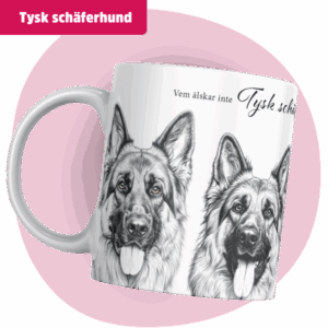 Tysk schäferhund mugg - Vem älskar inte... (långhårig) | Grå design