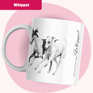 Whippet mugg – Vad vore livet utan... | Svart & vit