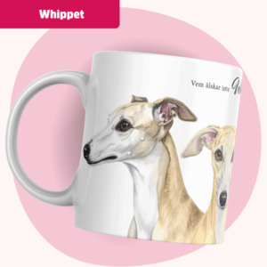 Whippet mugg – Vem älskar inte... | Fawn & vit