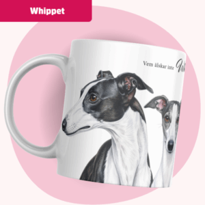 Whippet mugg – Vem älskar inte... | Svart & vit
