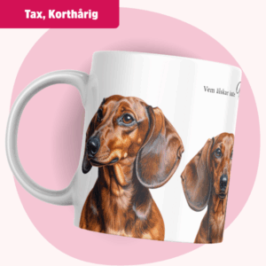 Tax mugg – Vem älskar inte... (Korthårig) | Röd