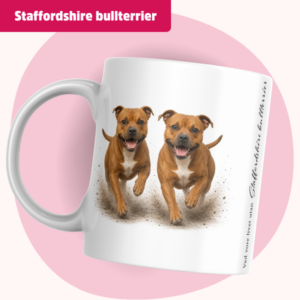 Staffordshire bullterrier Mugg - Vad vore livet utan... | Brun/vit